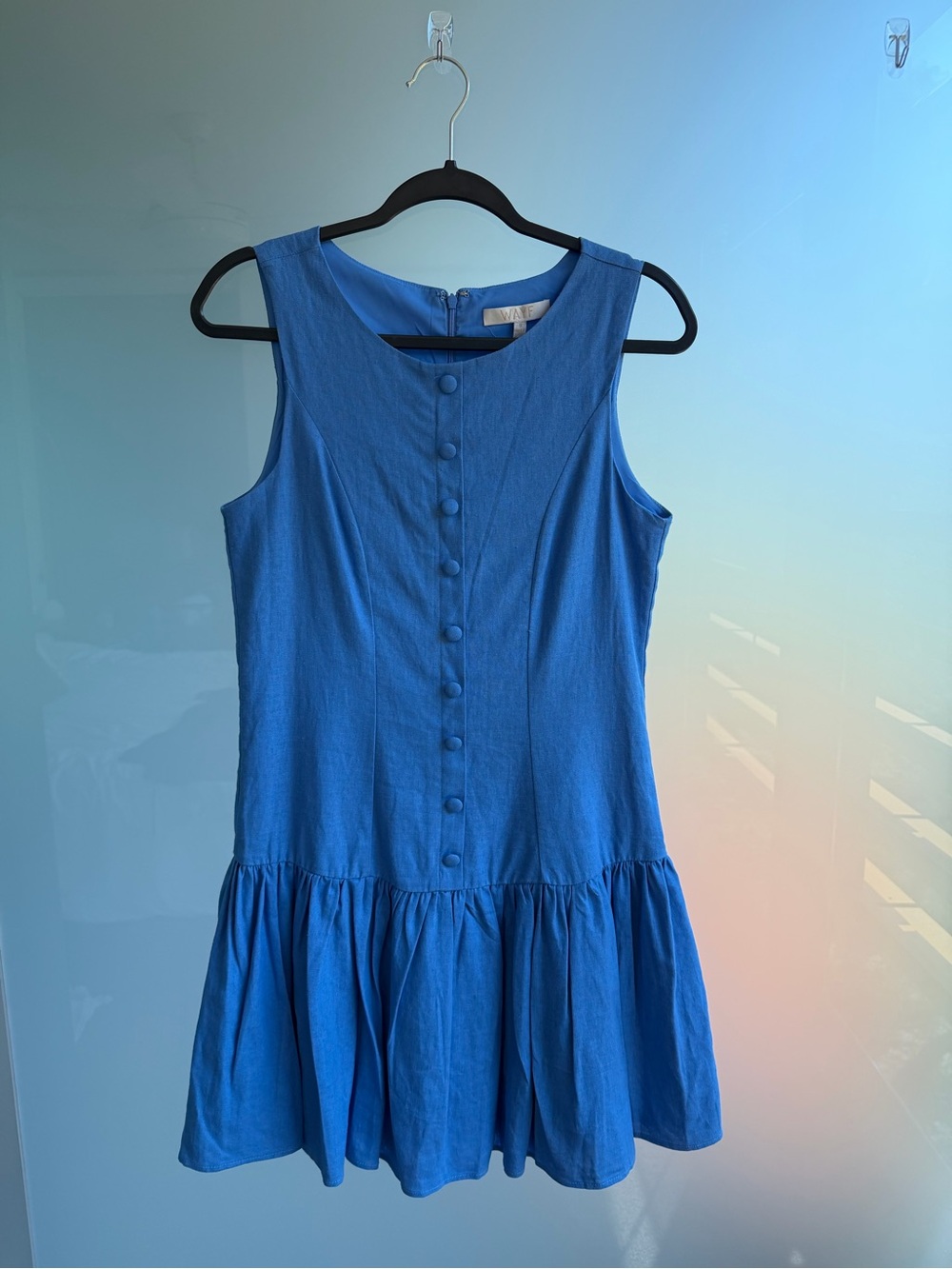 WAYF Blue Button Down Mini Dress Summer - Picture 2 of 4
